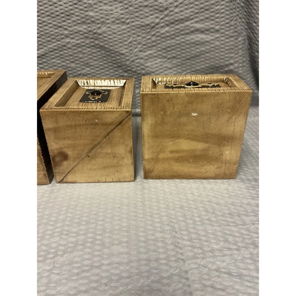 Vintage Ceramic Faux Wood Canister Set Colonial‎ Style Set Of 4 RARE